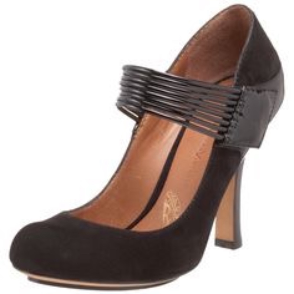 Modern Vintage Edwiges Art-Deco Black Suede Pumps - Picture 2 of 8